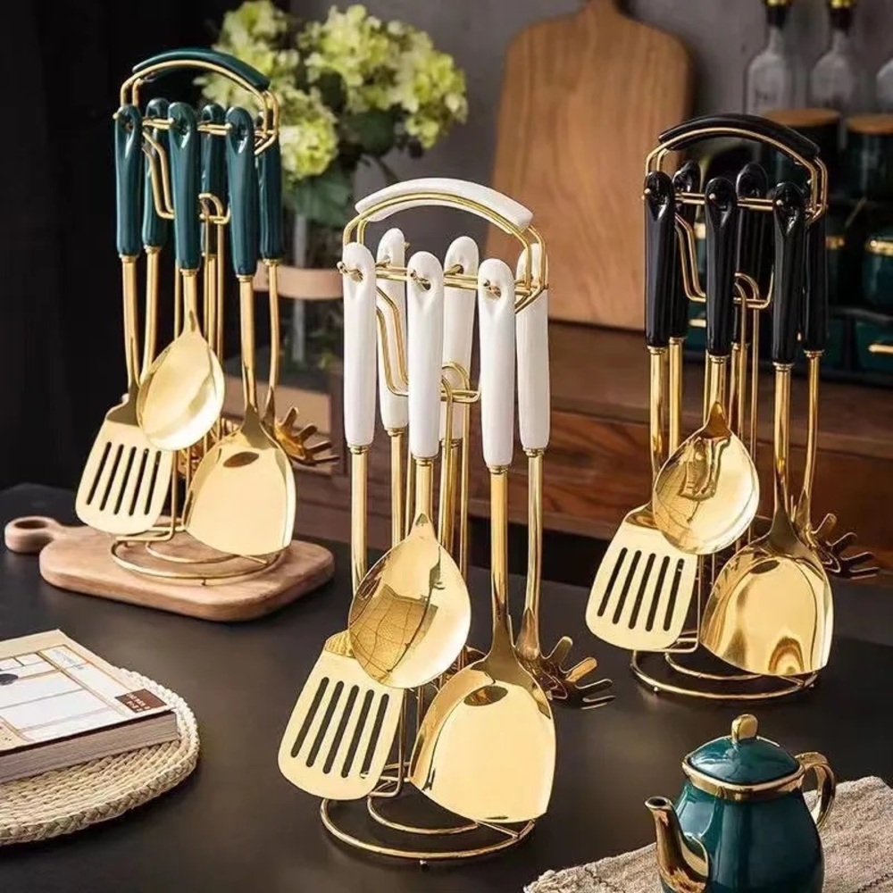 7 pc luxury spatula set with stand